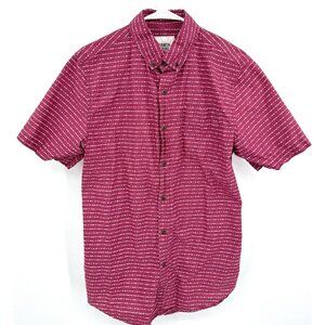 Urban Outfitters Katin Mens Button Front Shirt Sz L Red‎ Short Sleeve